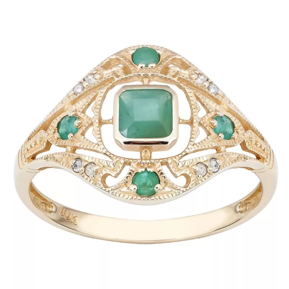 Green Zircon Vintage Style Jewelry Ring Size 6